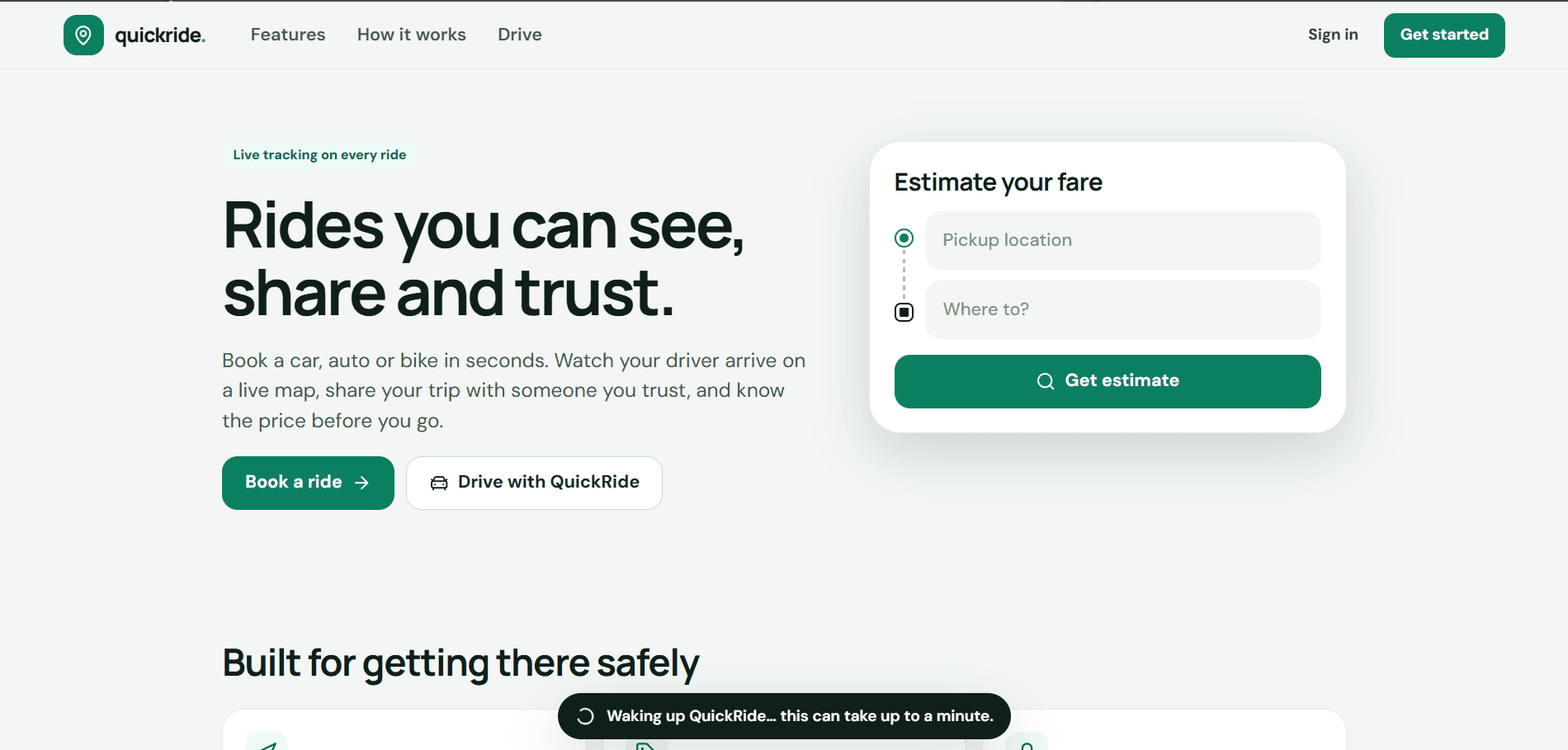 Ride Share interface